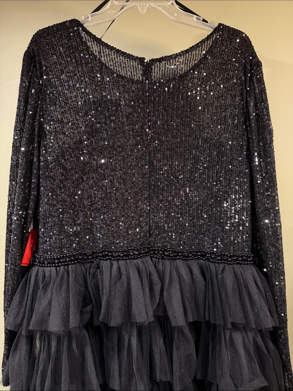 XiRENA for MAC DUGGAL Black Sequin Bodice Tiered Tulle Womens Dress - Picture 6 of 6